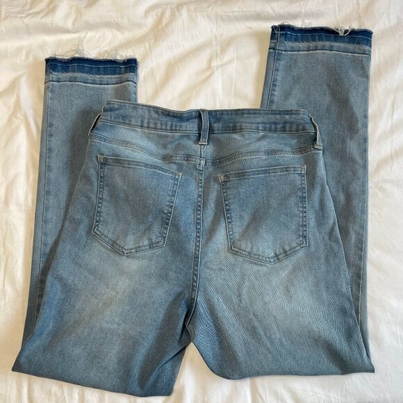 POPSUGAR Medium Wash Straight Leg High Rise Raw Hem Sz 10 W/ Tummy Control - Picture 8 of 8